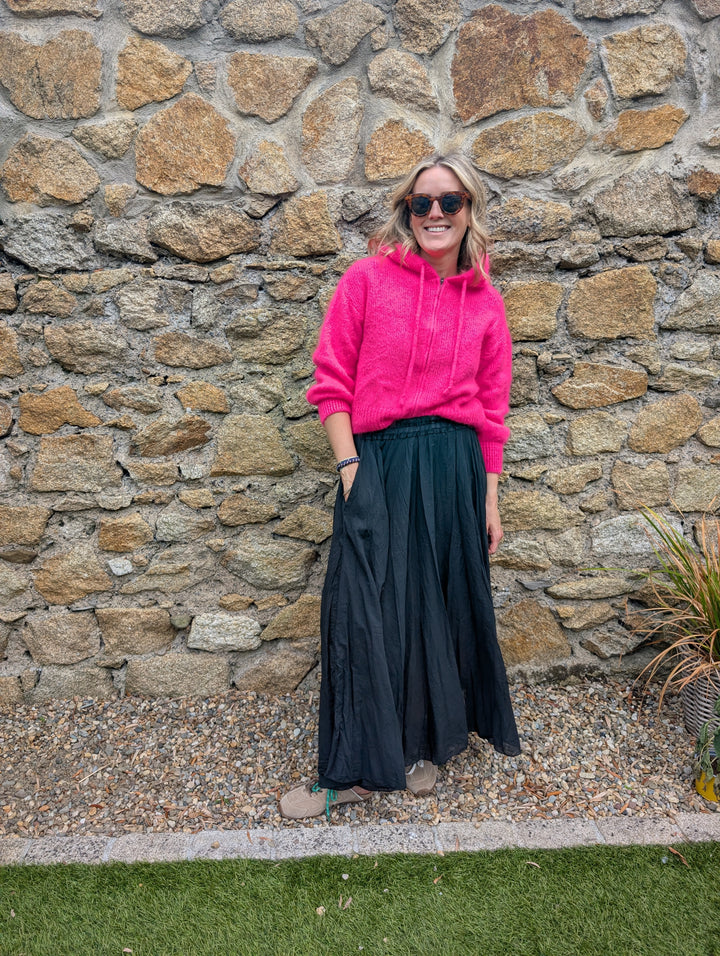 Kid Mohair Hooded Cardigan fuchsia
