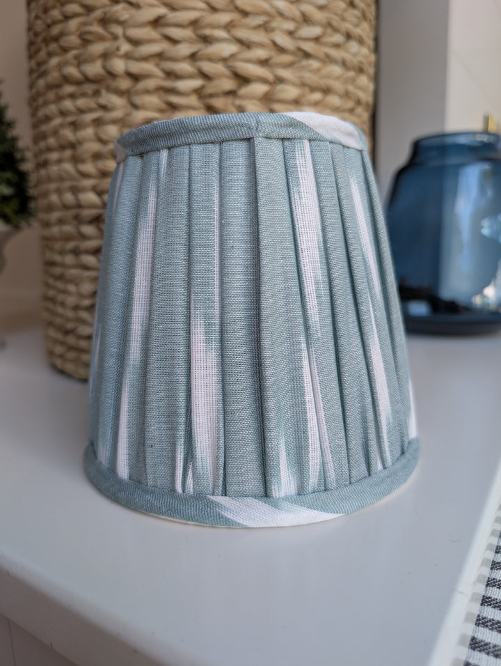 Sky Blue Ikat Pleated Lampshade-Lampshades-LNH Edit