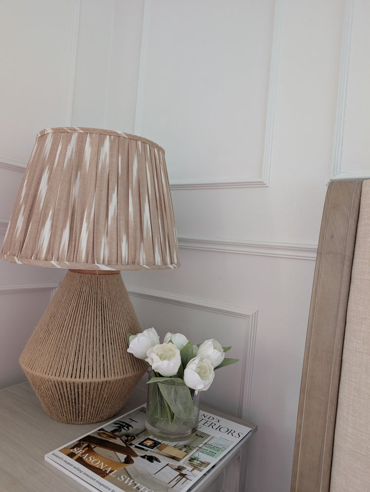 Beige Ikat Pleated Lampshade