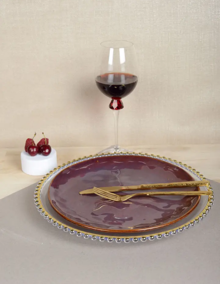 Gold Beaded Charger, sold individually-Placemats-LNH Edit