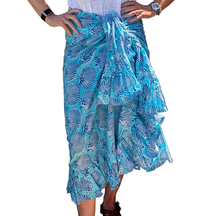Turquoise Shell Frill Sarong