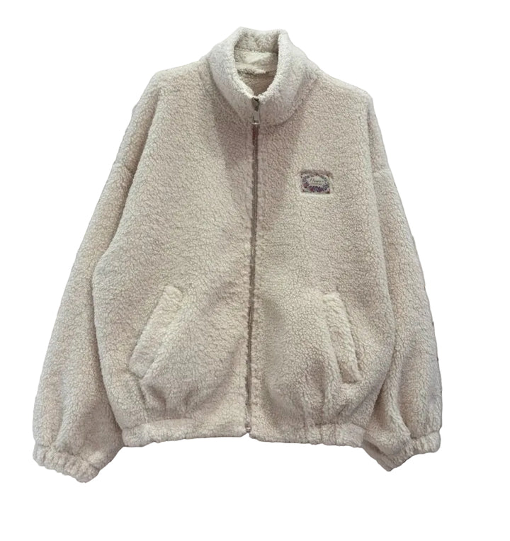 Cream zip up Fleece-Jackets & Coats-LNH Edit