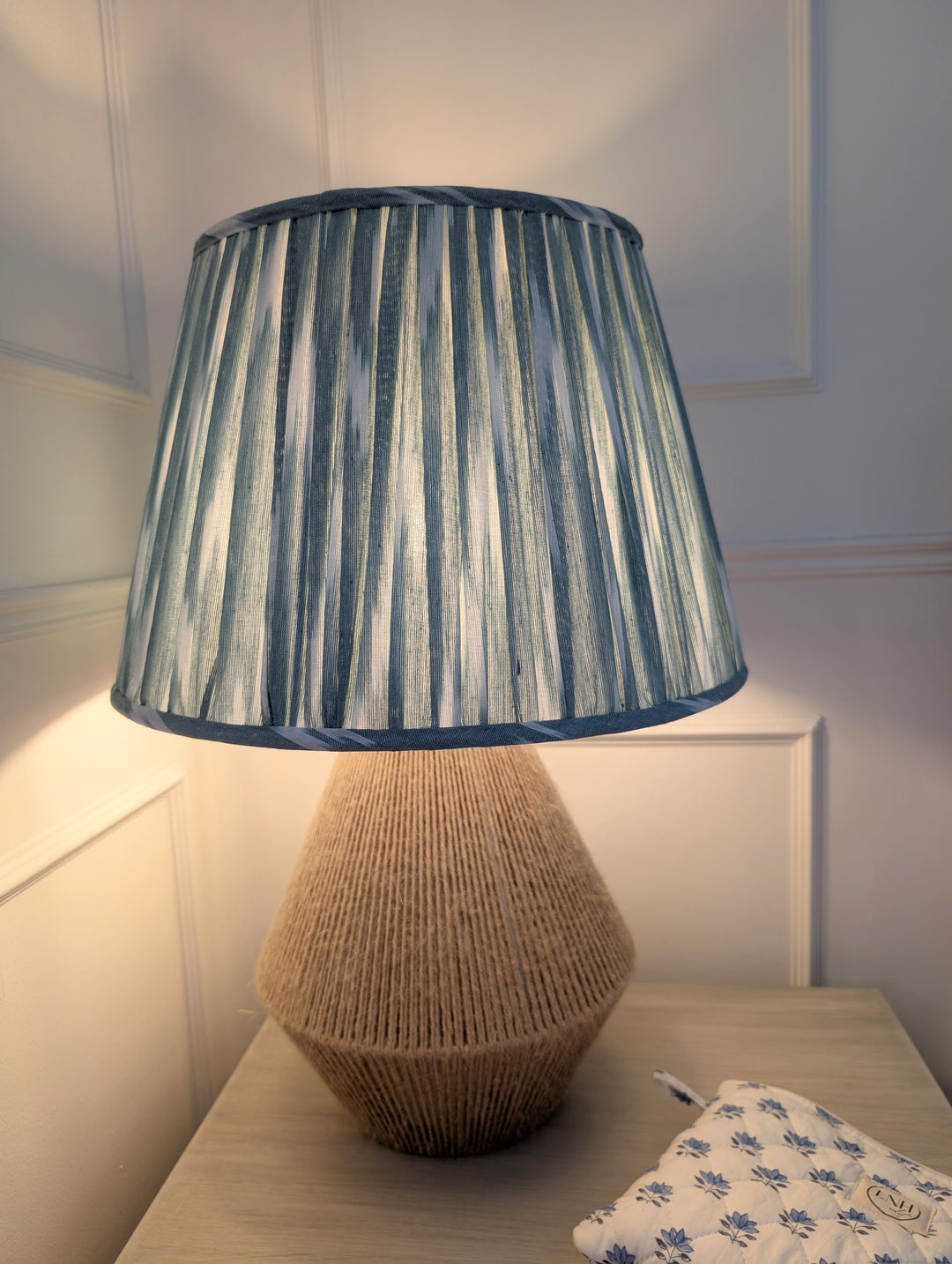 Sky Blue Ikat Pleated Lampshade-Lampshades-LNH Edit