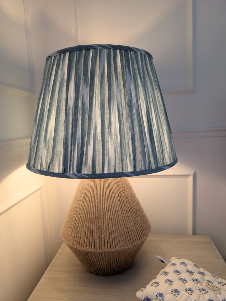 Sky Blue Ikat Pleated Lampshade-Lampshades-LNH Edit