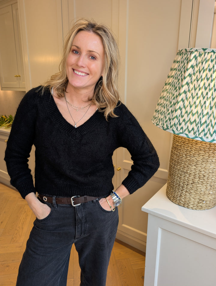 Mohair V Neck Knitted Sweater