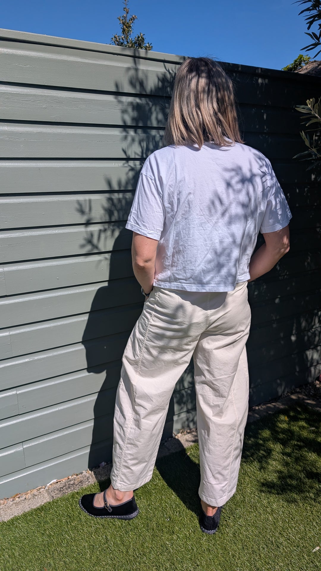 Cream Barrel Cotton Trousers-Trousers-LNH Edit