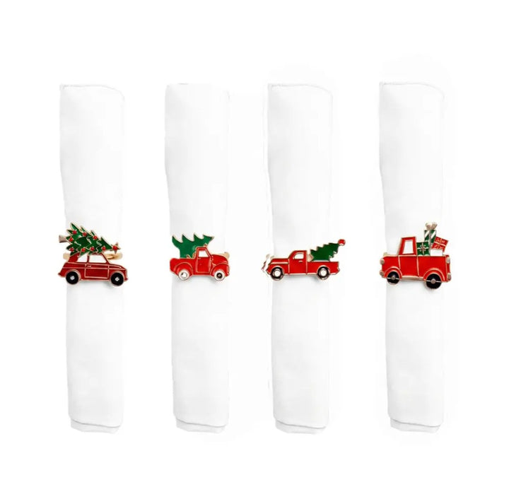 Christmas car Napkin Rings - Set of 4