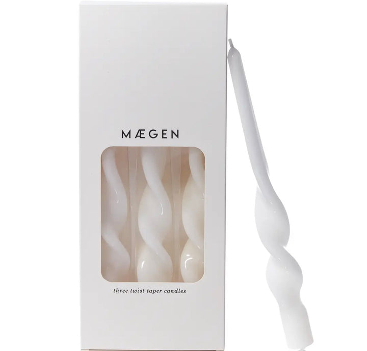 Twisted tapered candles Ice white