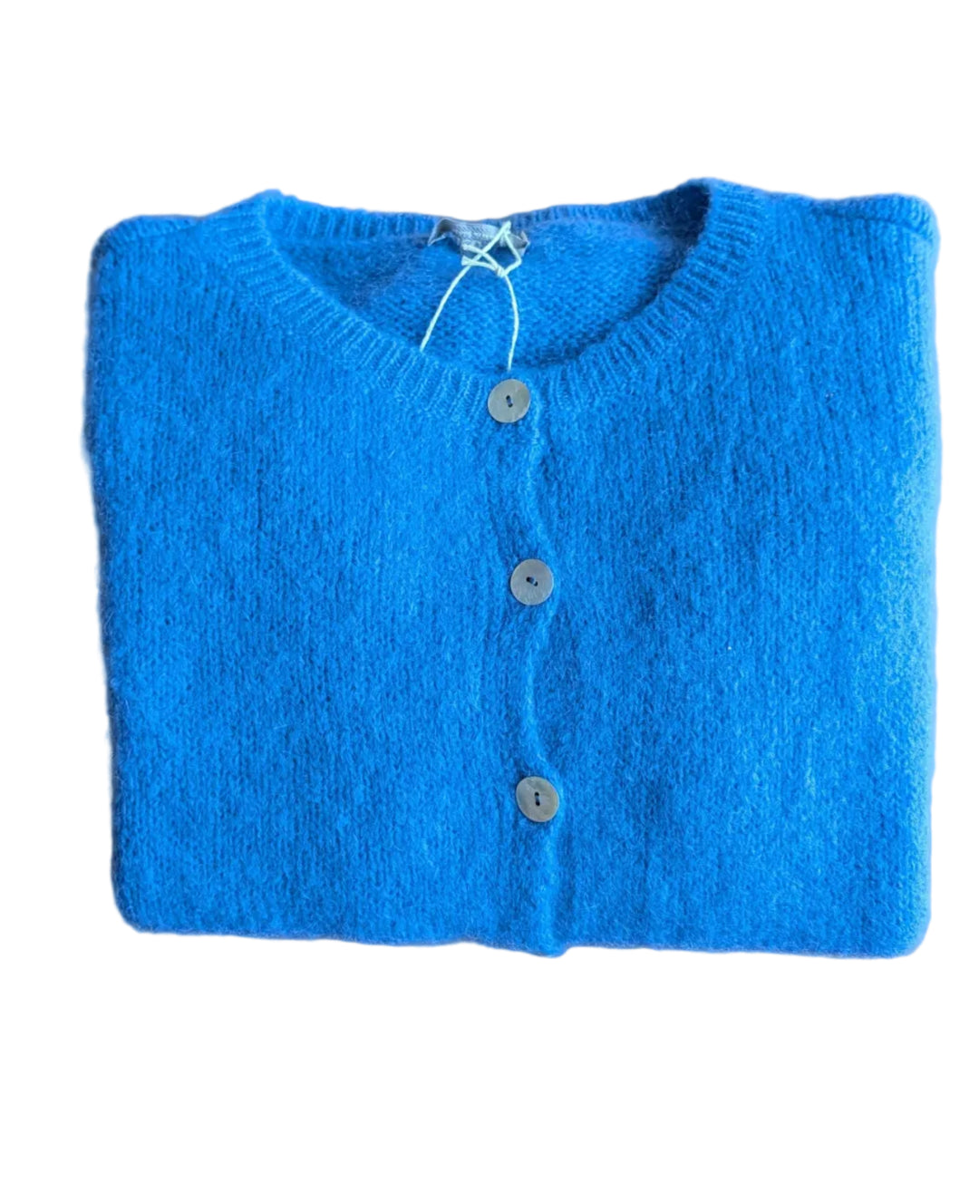 Blue Short Sleeve Mohair Cardi--LNH Edit