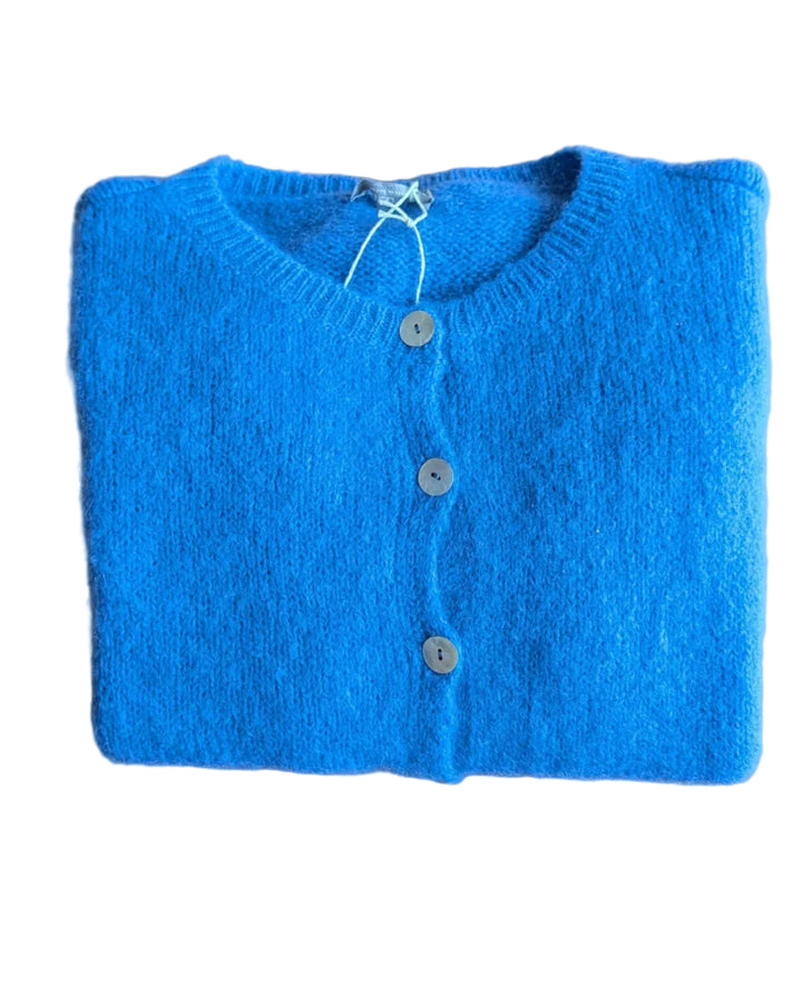 Blue Short Sleeve Mohair Cardi--LNH Edit