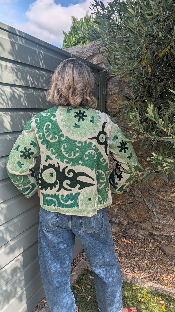 Embroidered Velvet Suzani Jacket | No. 080-Jackets &amp; Coats-LNH Edit