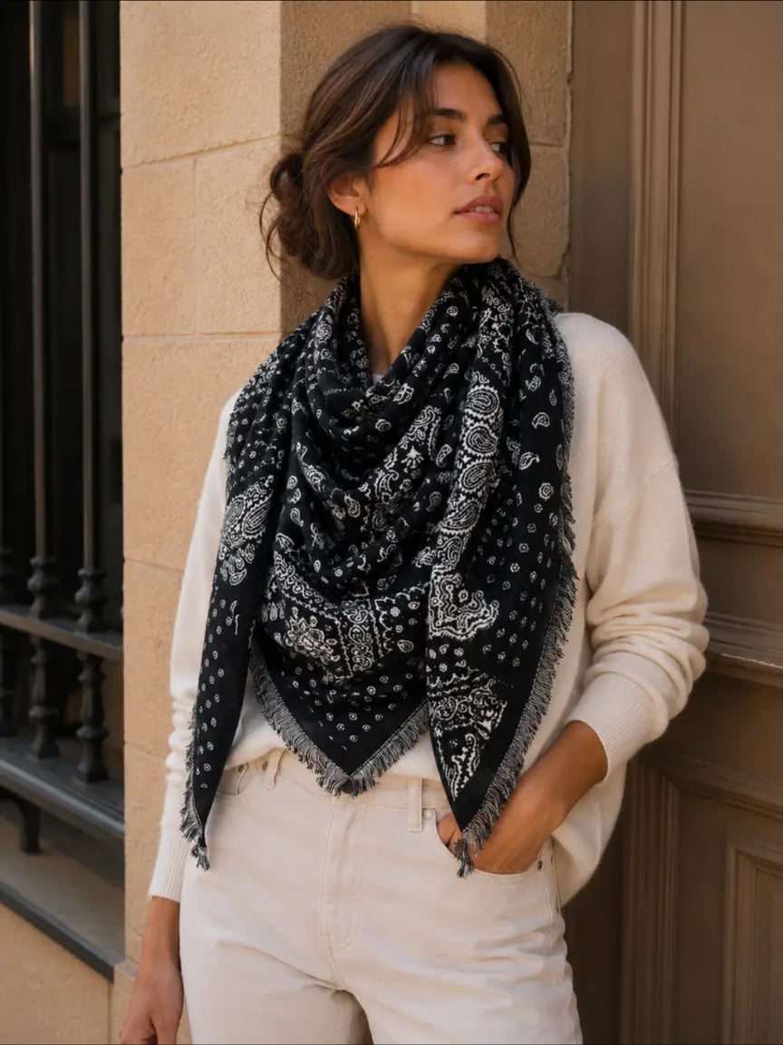 Large 2 in 1 Black Scarf