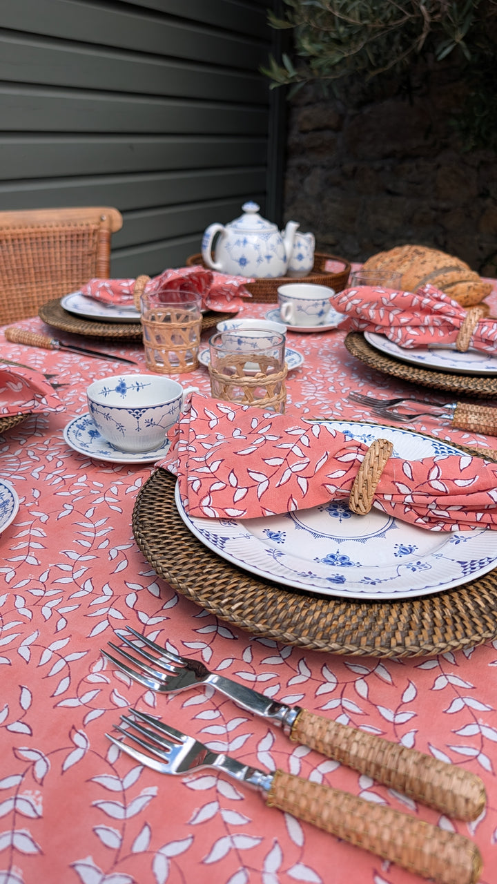 Tally Coral Rectangular Tablecloth