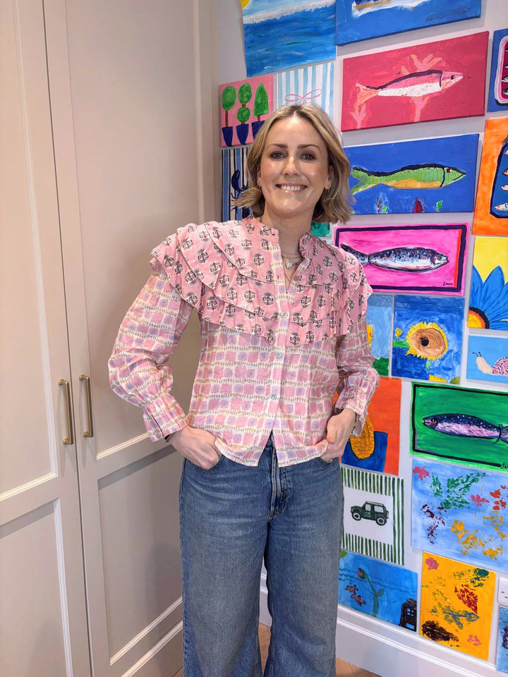 Pink Frill Printed Blouse
