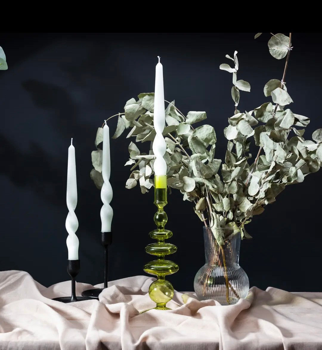 Twisted tapered candles Ice white
