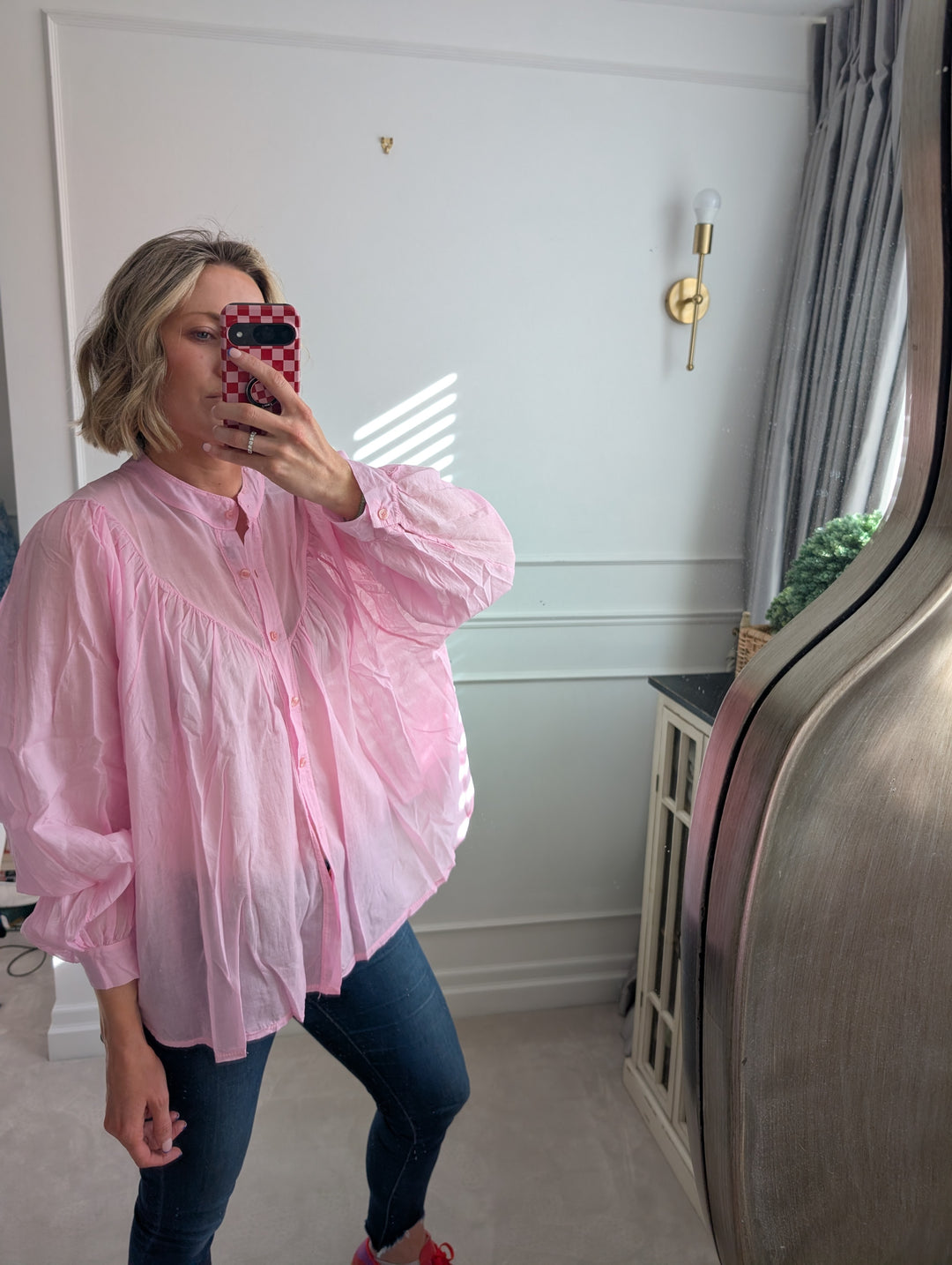 Floaty Button up Blouse pink-Shirts & Tops-LNH Edit