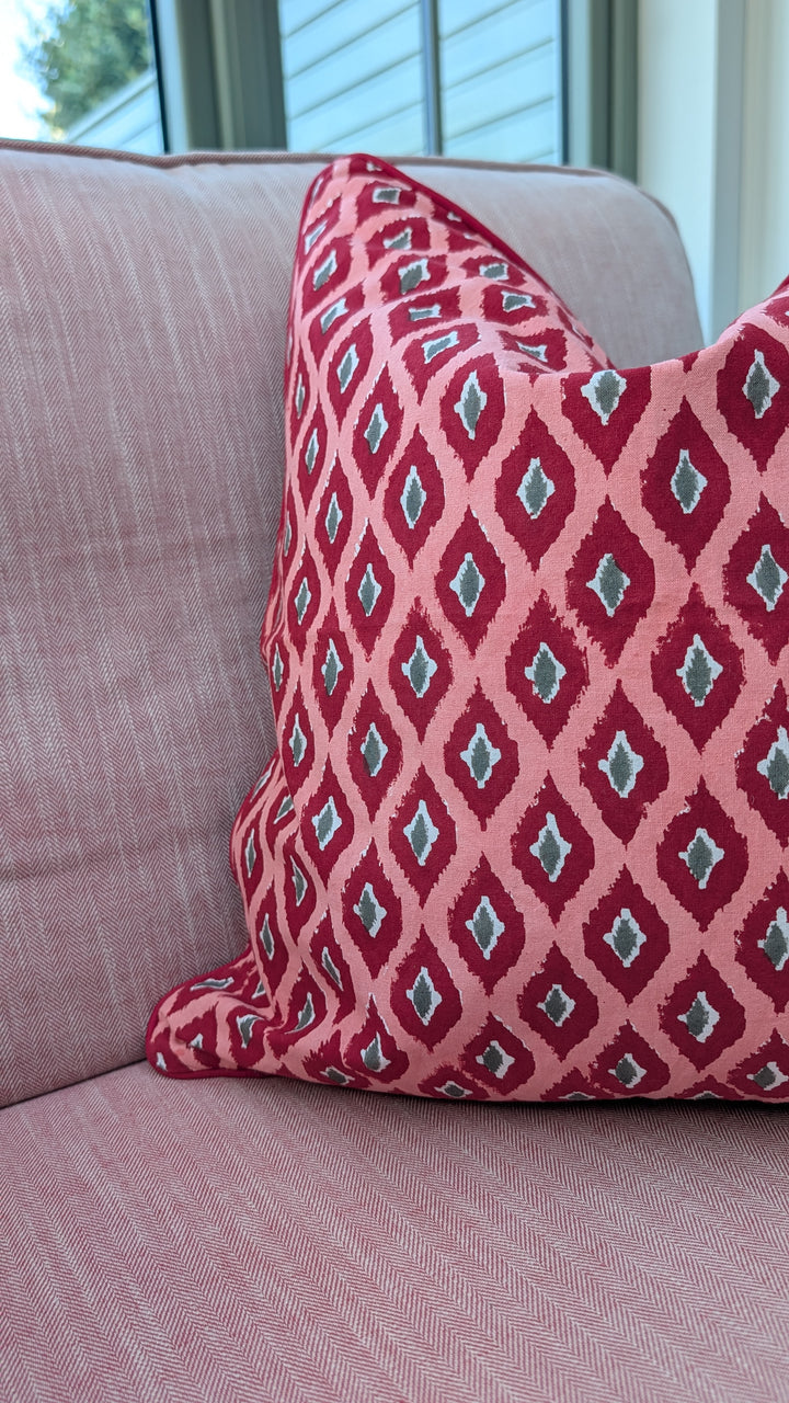 Ikat Red Cushion Cover