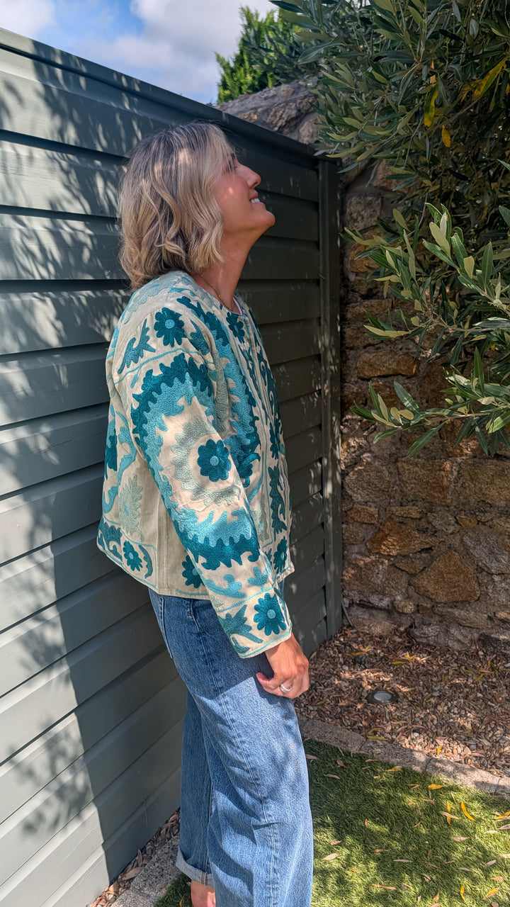 Embroidered Velvet Suzani Jacket | No. 081-Jackets &amp; Coats-LNH Edit