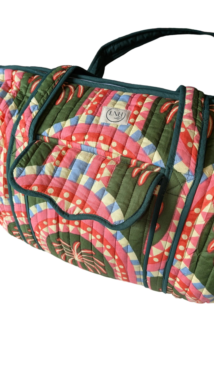 Green/Pink Large Duffle Bag