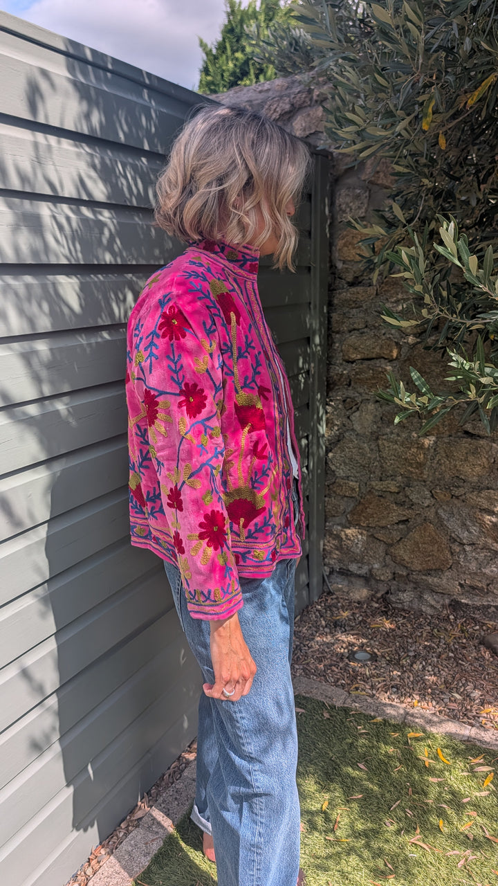 Embroidered Velvet Suzani Jacket | No. 076-Jackets &amp; Coats-LNH Edit
