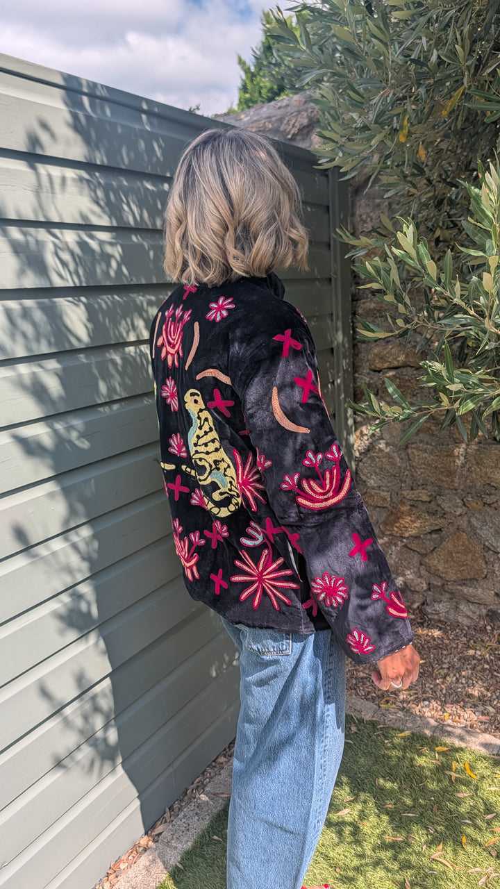 Embroidered Velvet Suzani Jacket | No. 084-Jackets &amp; Coats-LNH Edit