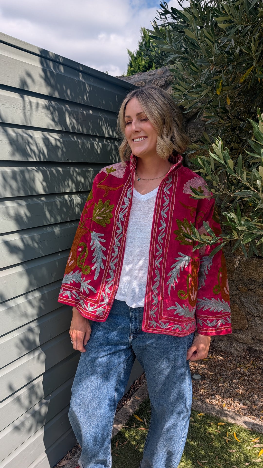 Embroidered Velvet Suzani Jacket | No. 085-Jackets &amp; Coats-LNH Edit