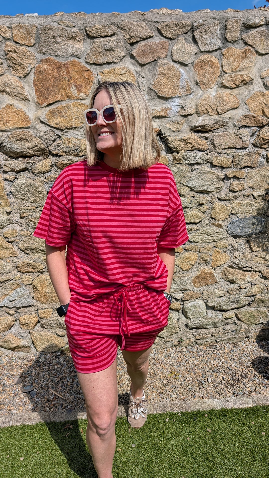 Red Stripe T Shirt Set--LNH Edit