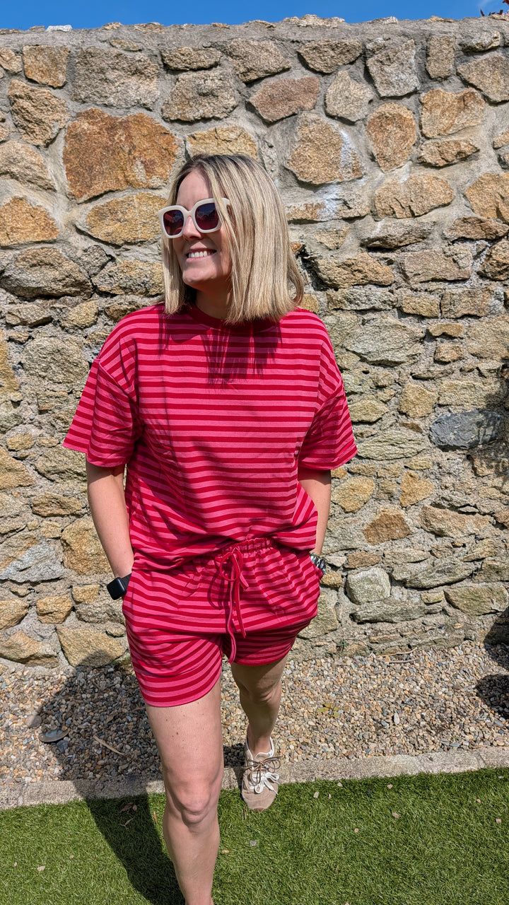 Red Stripe T Shirt Set--LNH Edit