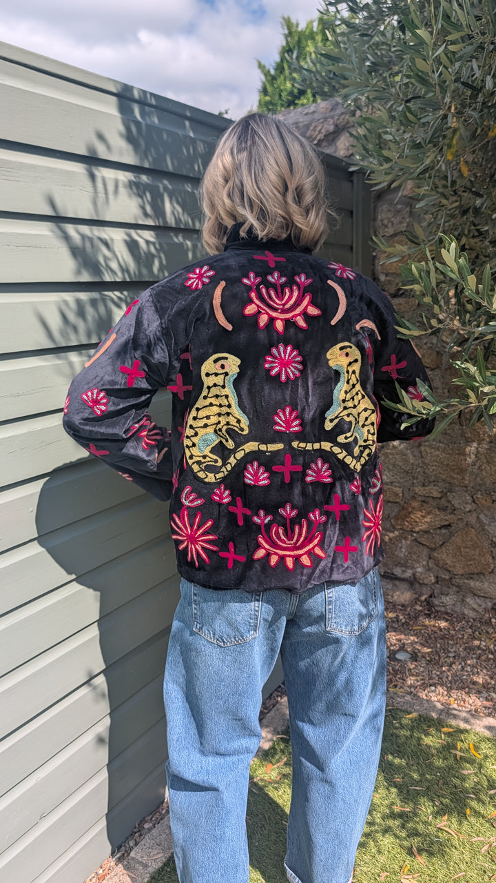 Embroidered Velvet Suzani Jacket | No. 084-Jackets &amp; Coats-LNH Edit