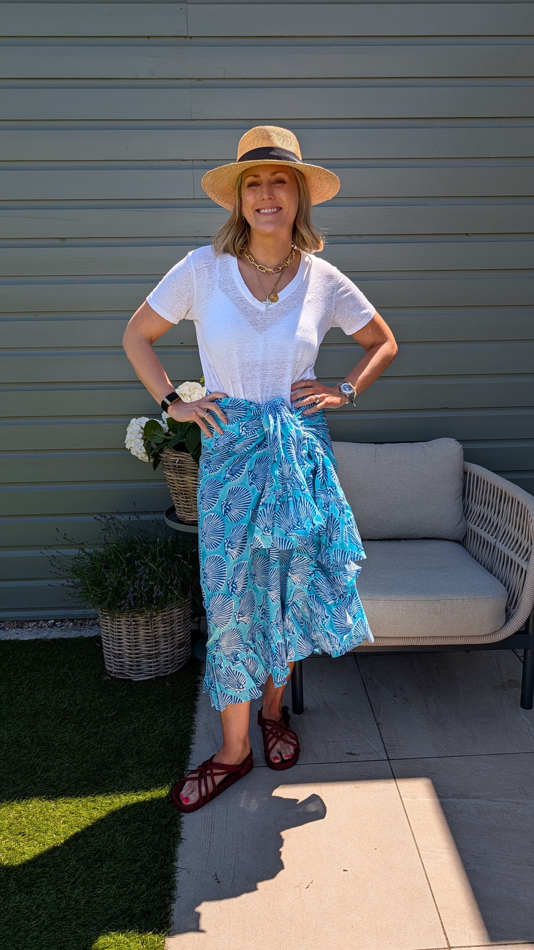 Turquoise Shell Frill Sarong
