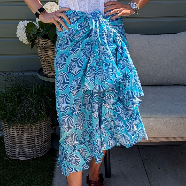 Turquoise Shell Frill Sarong