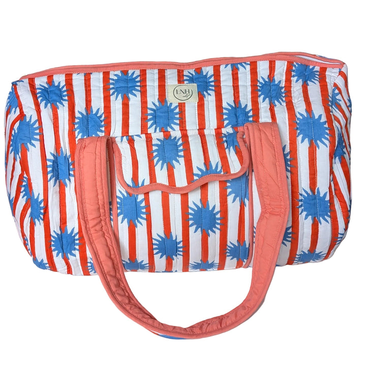 Red stripe sun Large Duffle Bag