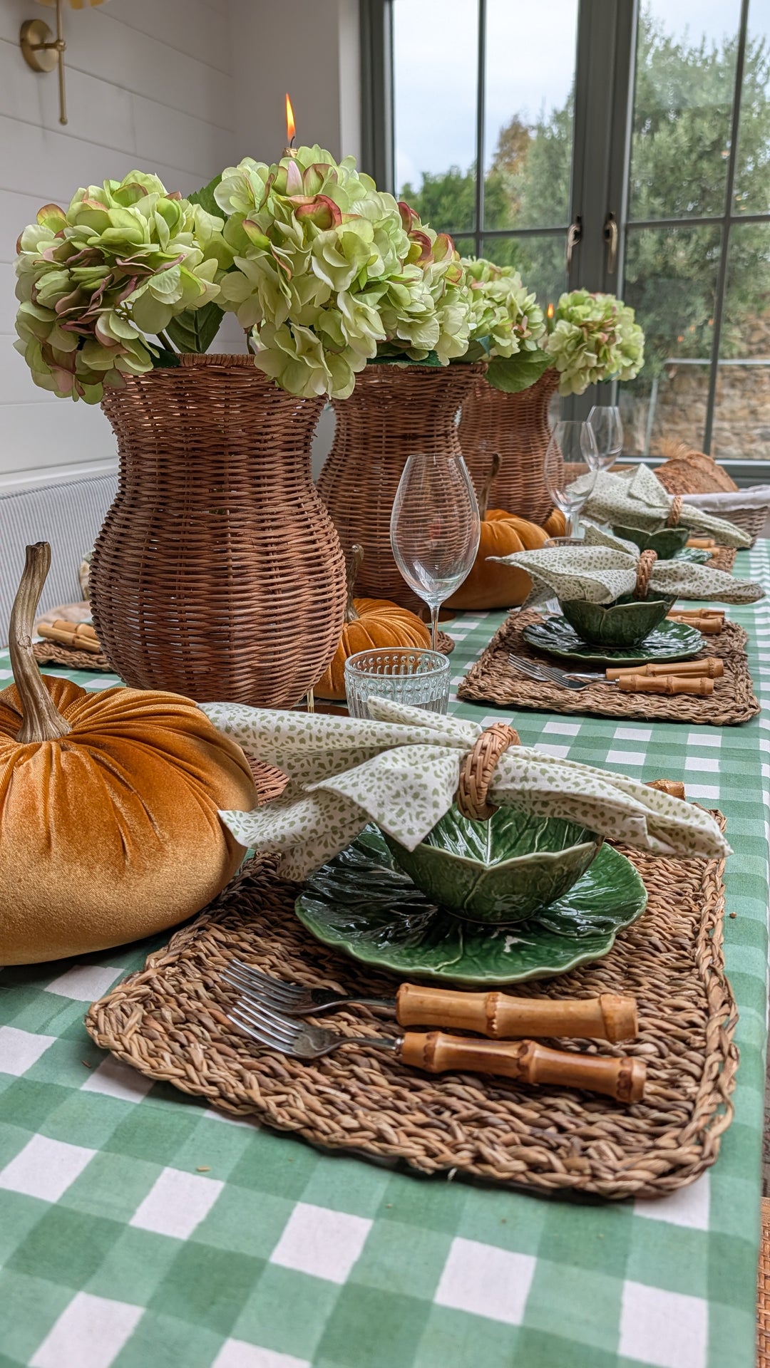 Gingham Green Rectangle Tablecloth
