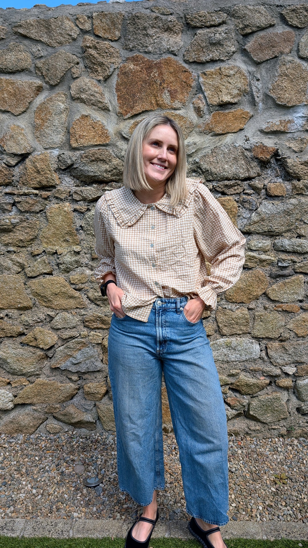 Beige gingham Blouse