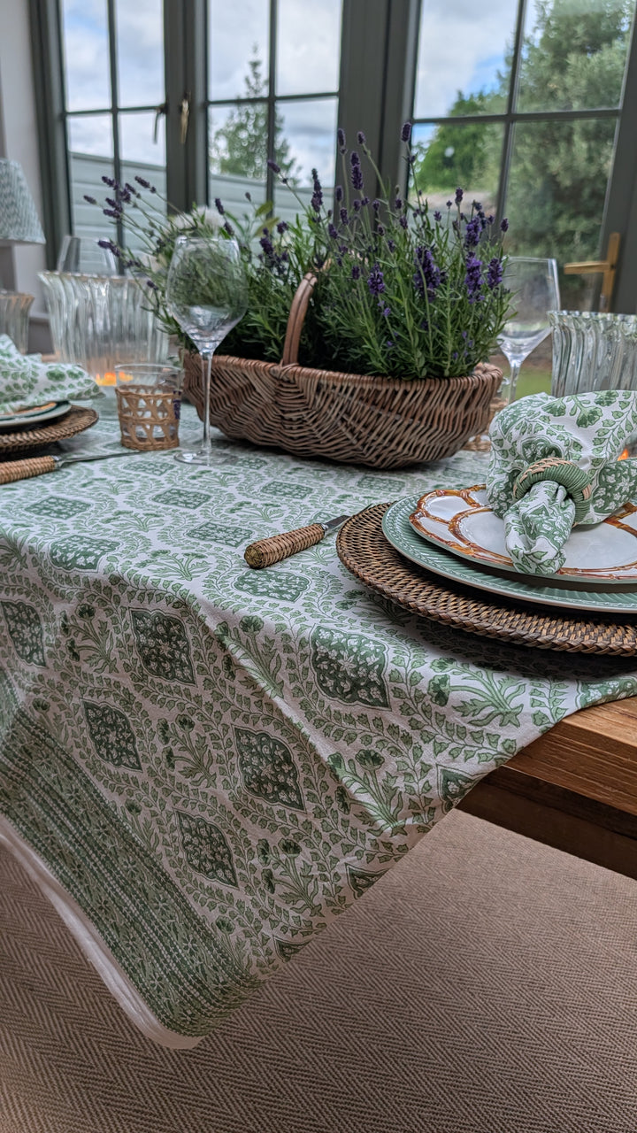 Trellis Green Rectangular Tablecloth