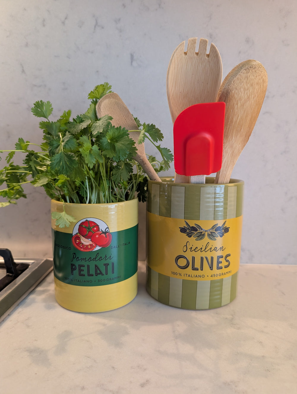 Olives Stripes Fine Earthenware Planter-Planters-LNH Edit