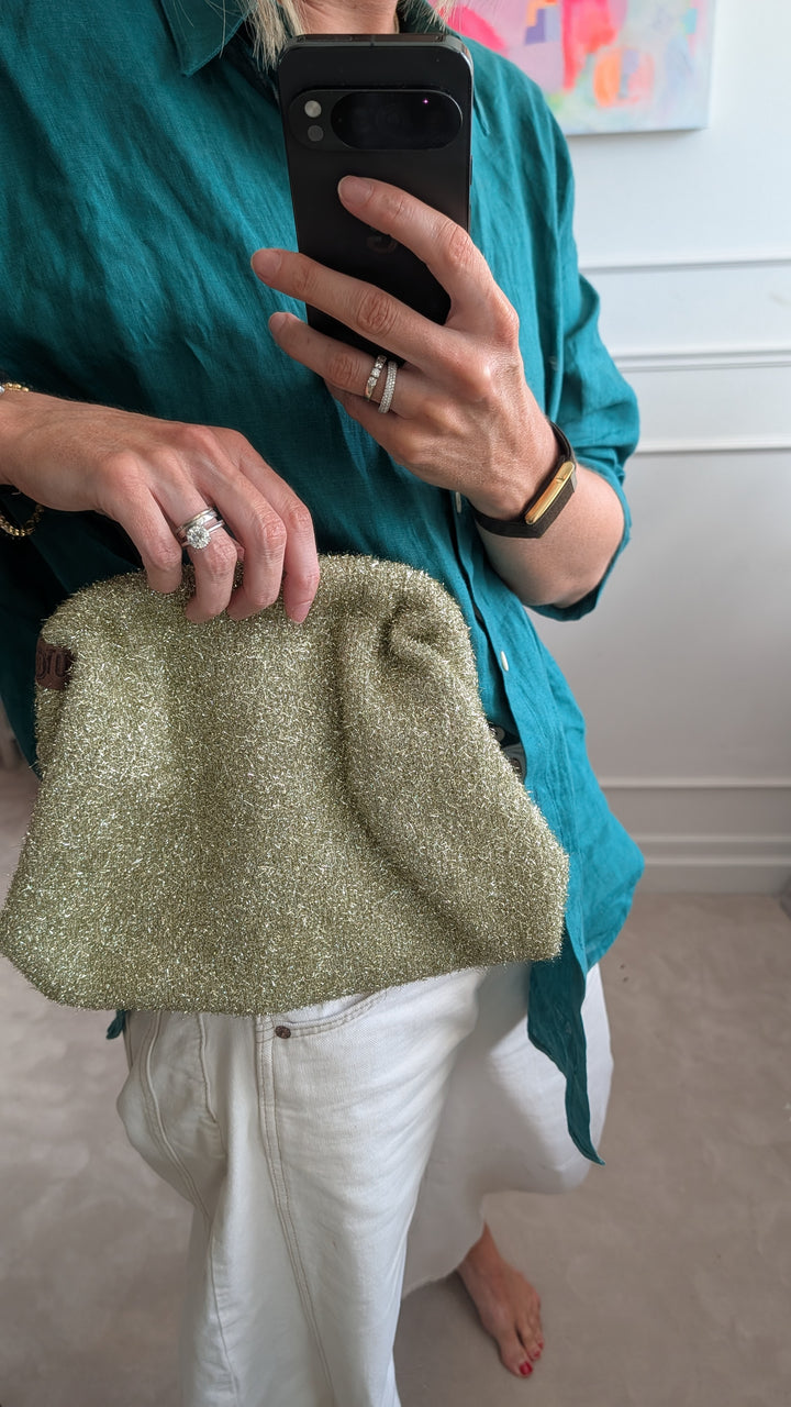 GOLD SPARKLE Stripe Clutch Bag