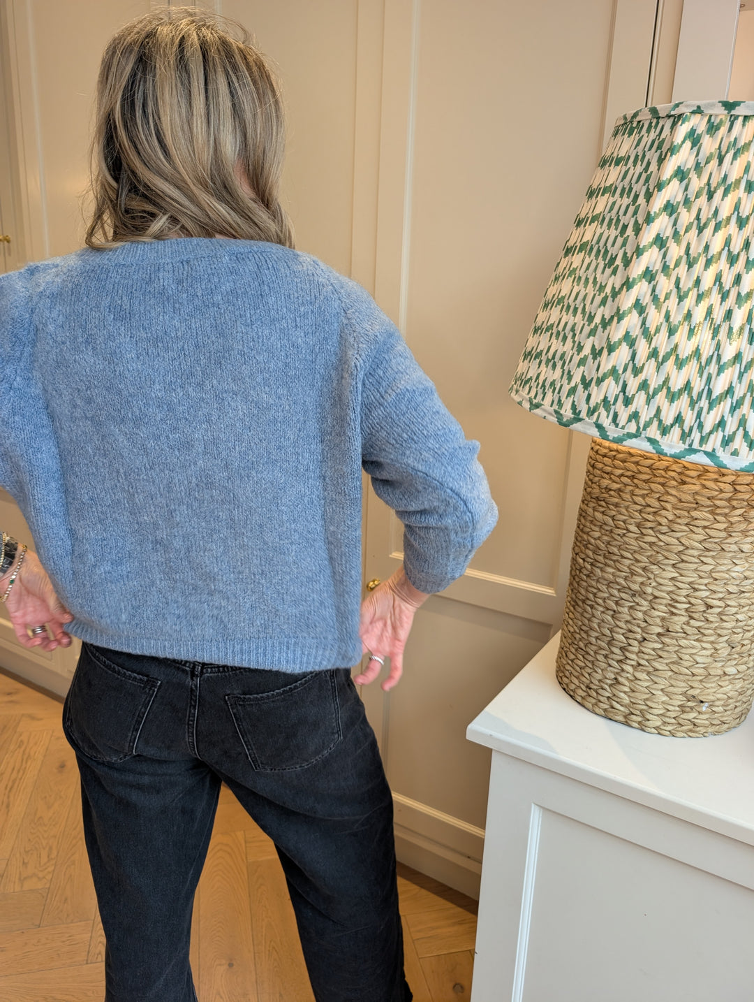 Mohair V Neck Knitted Sweater