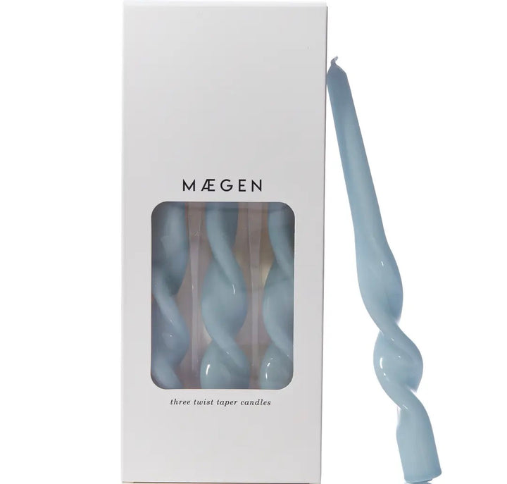 Twisted tapered candles Cornflour Blue