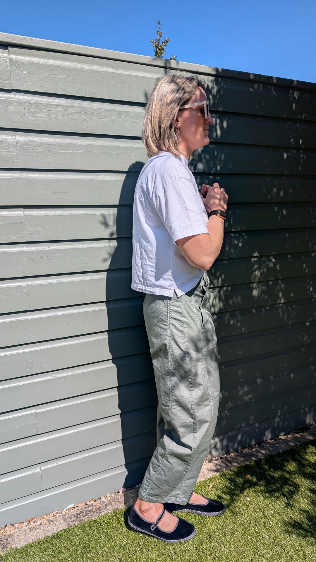 Khaki Barrel Cotton Trousers-Trousers-LNH Edit