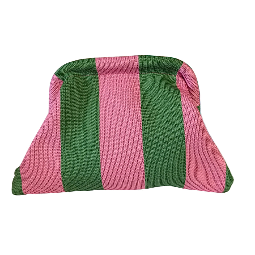 Pink / Green Stripe Clutch Bag-Tote Bags-LNH Edit