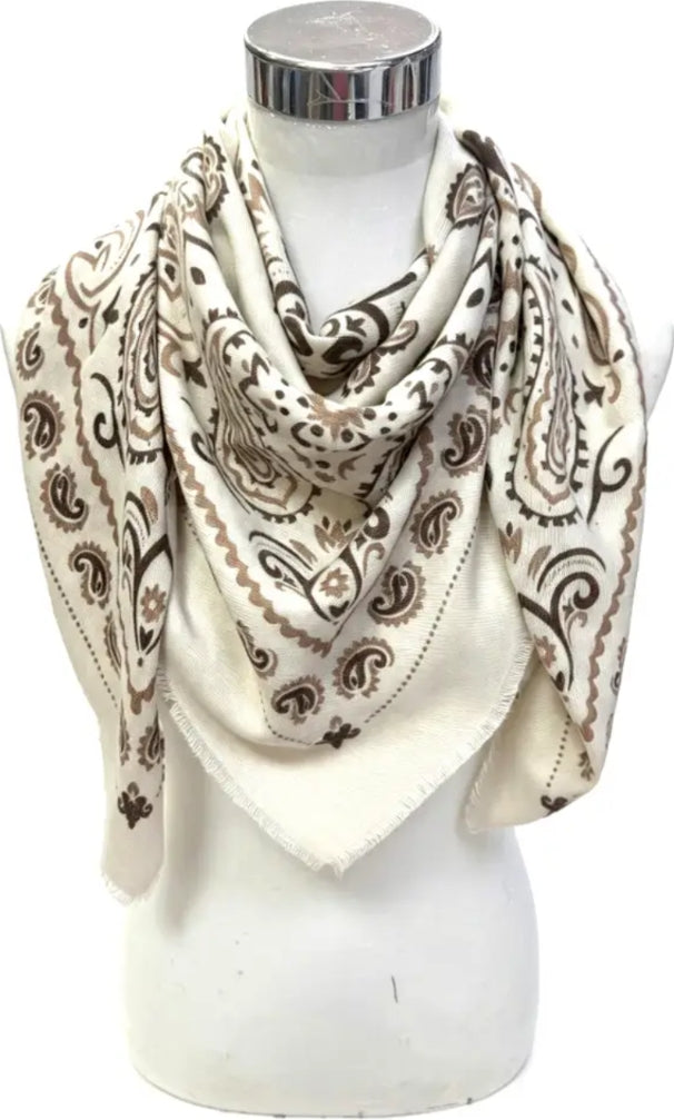 Large Cream bandana print Scarf-scarf-LNH Edit