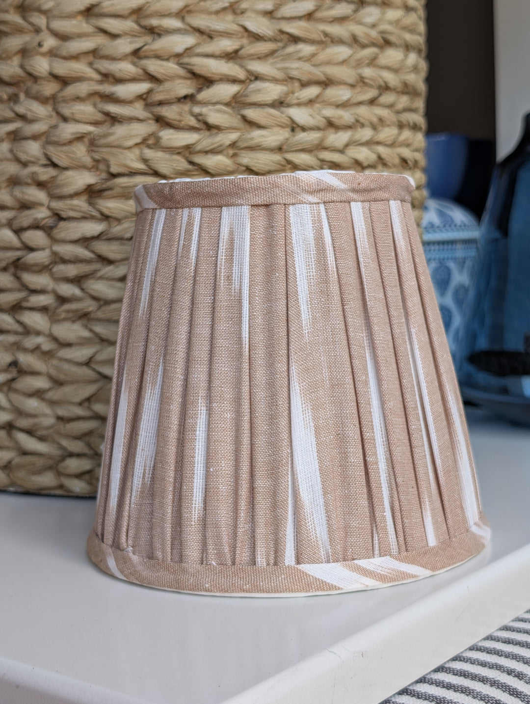Beige Ikat Pleated Lampshade
