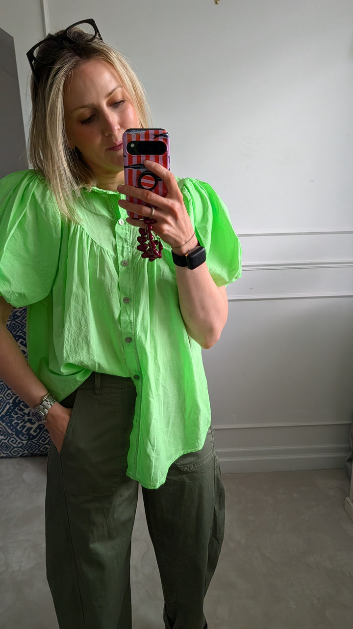 Neon Green Cotton Blouse