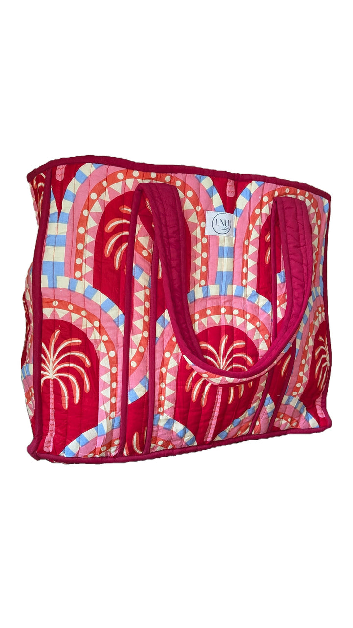 Pink palm Tote