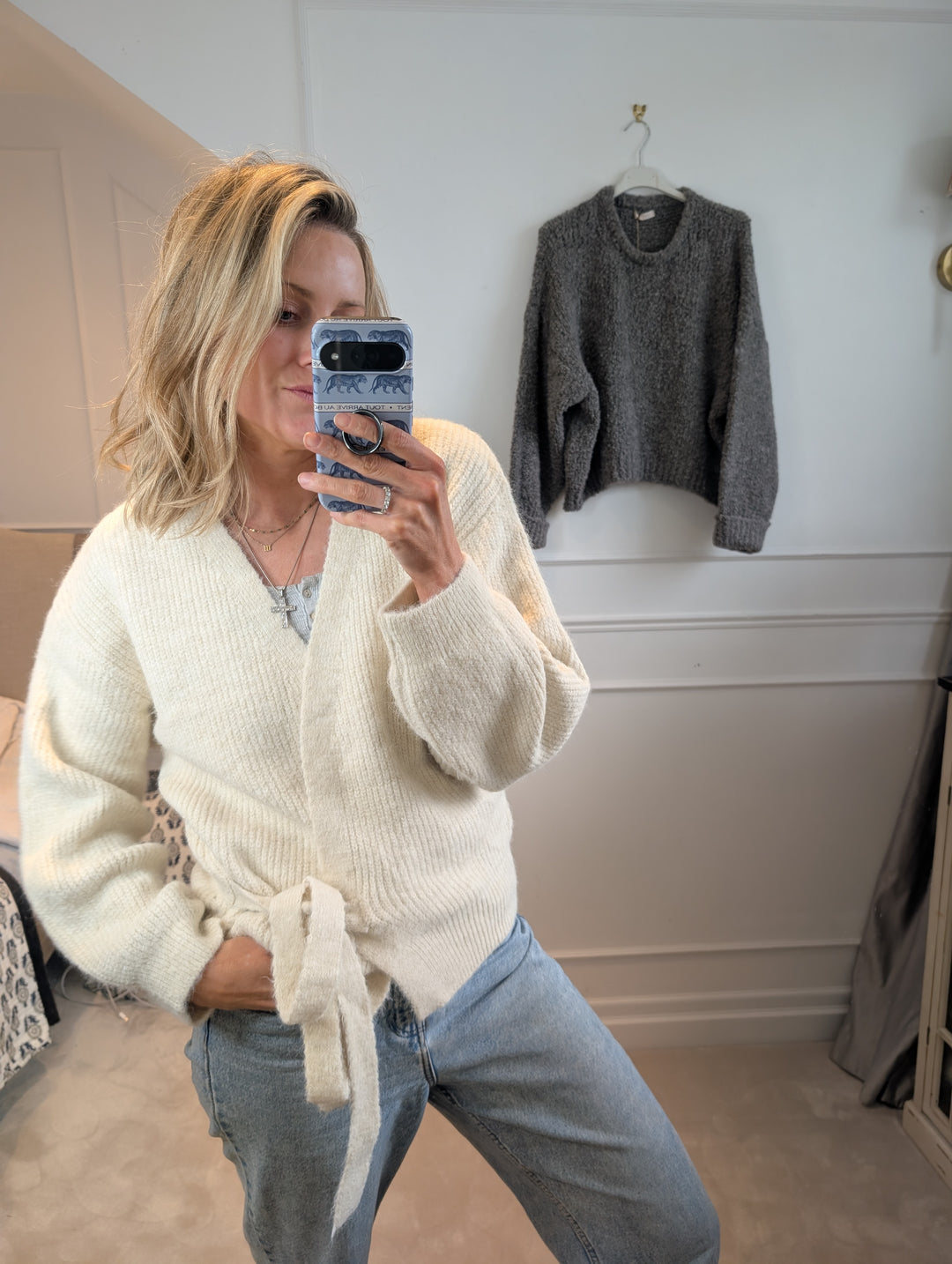 Cream Wrap-around cardigan