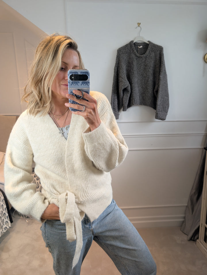 Cream Wrap-around cardigan