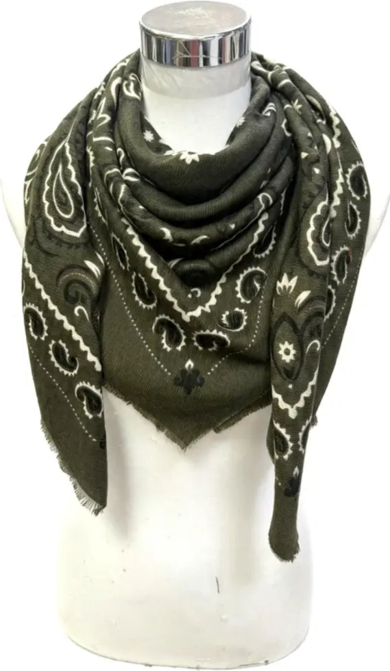 Large Khaki bandana print Scarf