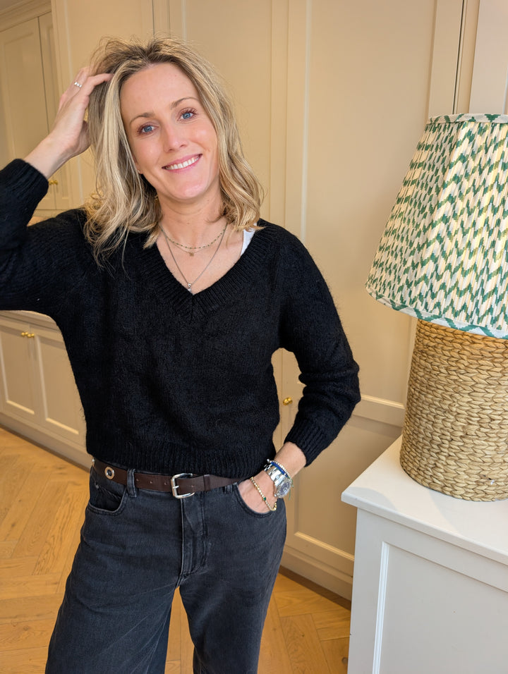 Mohair V Neck Knitted Sweater