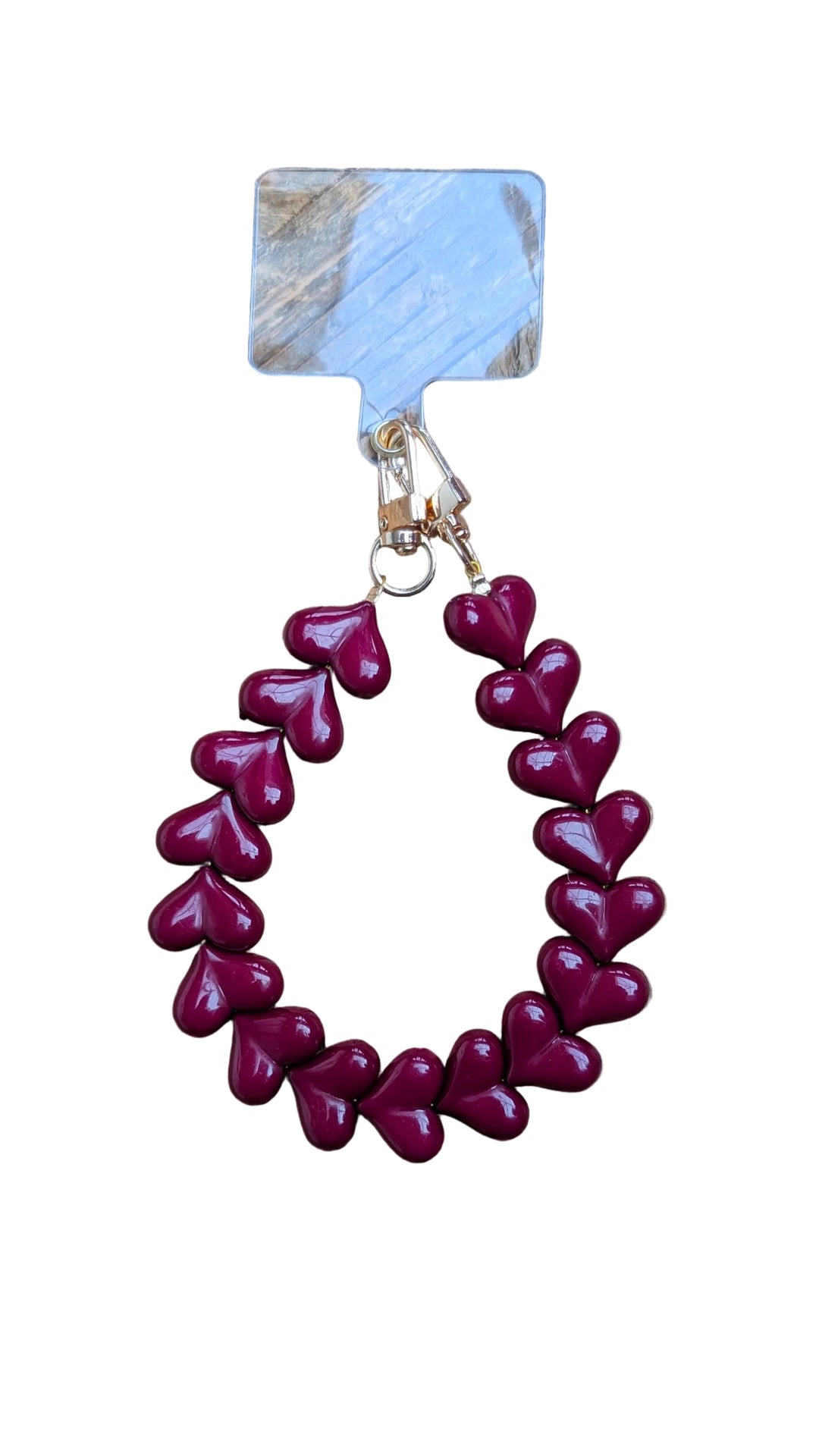 Burgundy Phone Cord - Heart Keychain